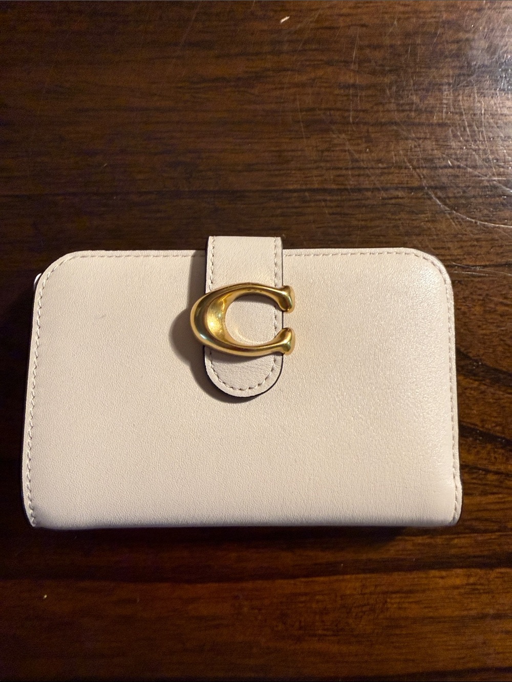 Coach Tabby Cream Leather Wallet with Gold 'C' Hardware